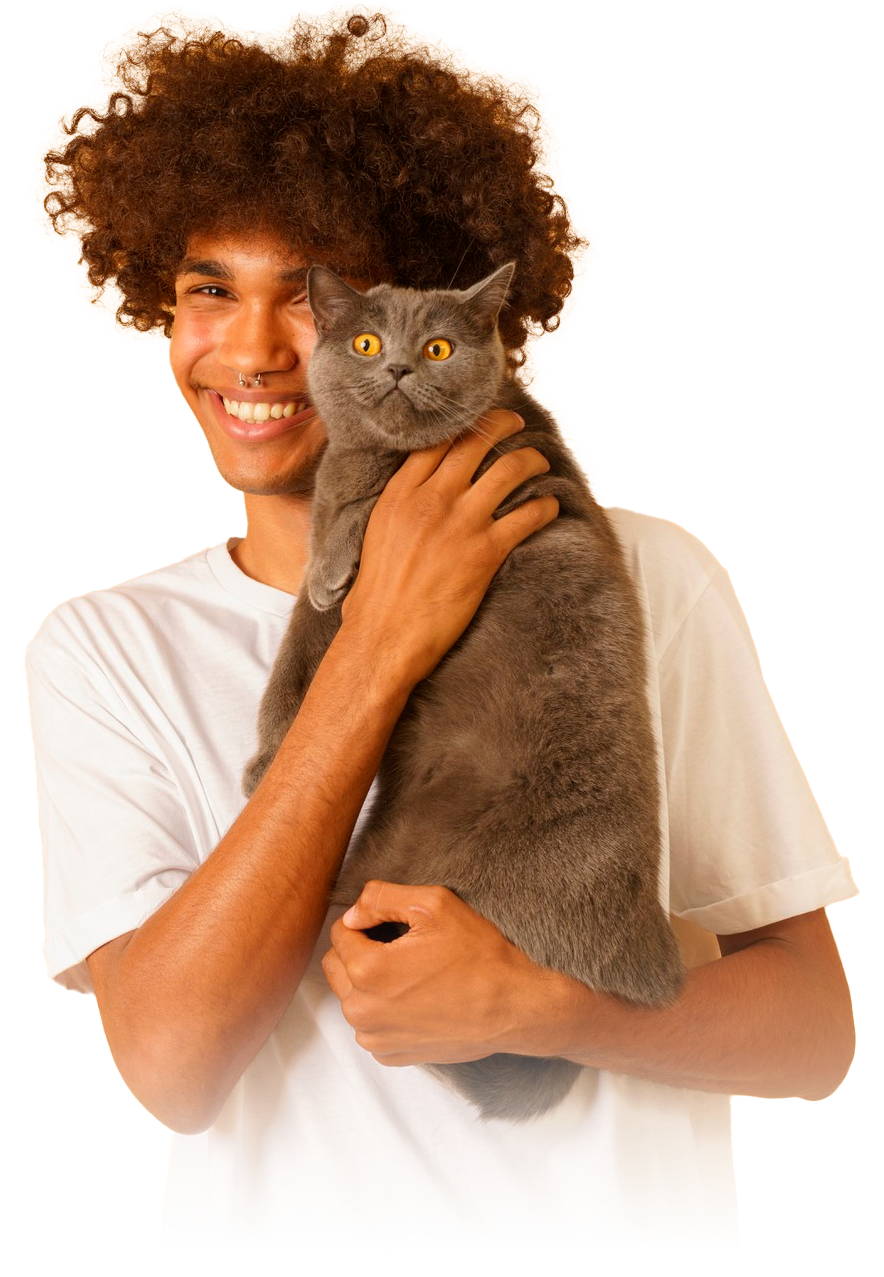 Boy carrying his cat